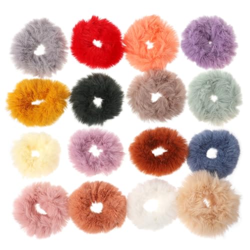 NOLITOY 16 Stück Teiliges Bunte Weiche Haargummis aus Plüsch Elastische Haarbänder für Damen Schonend zu Haaren Vielseitig für Party Hochzeit Alltag und Frisuren accessoire von NOLITOY