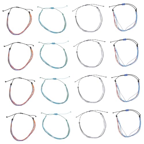 NOLITOY 16 Stück Wasserdichtes Damen Fußkettchen Boho Style Geflochtenes Freundschaftsarmband Bunte Schnur Schmuck für Strand Surfen Sommer Party Zufällige Farbe Zufällige Farbe von NOLITOY