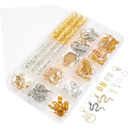 NOLITOY 173 Stück Teiliges Haar Schmuck Dreadlocks Haarringe und Haarpendants für Zöpfe Leicht Anbringbare Braid Hair Accessories in Verschiedenen Stilen und Geeignet für DIY Frisuren und von NOLITOY