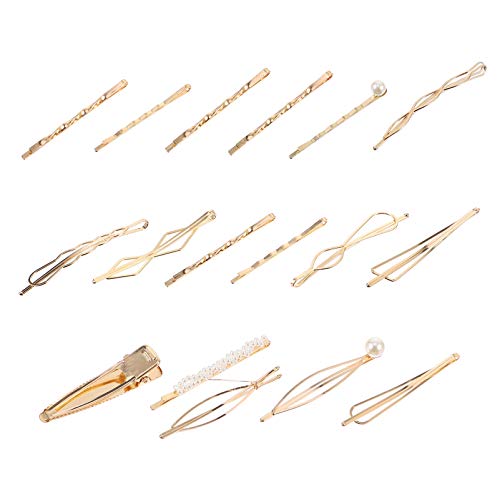 NOLITOY 17stücke Perlen Haarklammer Geometrische Hohl Barrettes Metall Haarspangen Für Frauen Haarschmuck Zubehör von NOLITOY