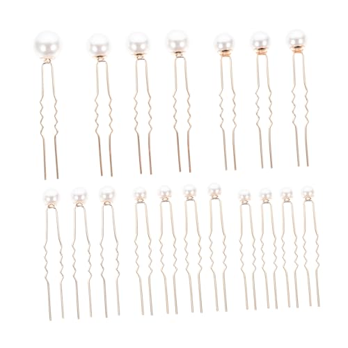 NOLITOY 18 Stück Teiliges Perlen Haarforken Eleganter Hochzeitshaarschmuck für Braut und Brautjungfern U Förmige Haarnadeln in Gold Stilvoller Haarschmuck für Damen und Mädchen Einfach zu von NOLITOY