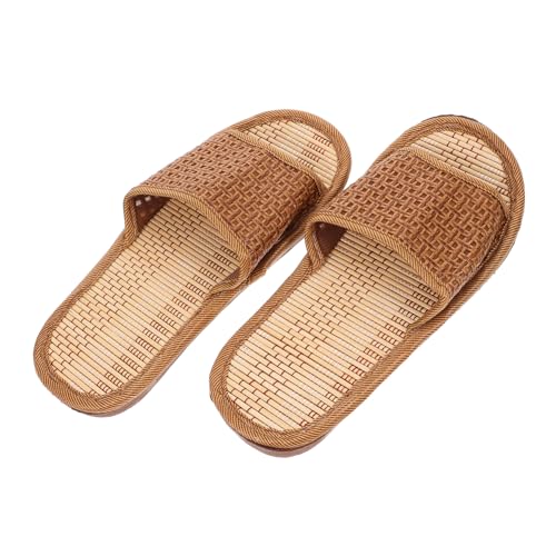 NOLITOY 1Paar Sommer Rattan Slipper für Damen Herren Atmungsaktive Hausschuhe mit Rutschfester Sohle für Zuhause Strand Freizeit Langlebig von NOLITOY