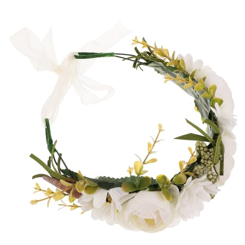 NOLITOY 1Stk Blumenkopfschmuck für die Braut Hochzeitshaarschmuck für Frauen Braut Haargirlande Brautkleid Abschlussball Schleier haarring hair loop Party-Haarreifen Party-Haarbänder Weiß von NOLITOY