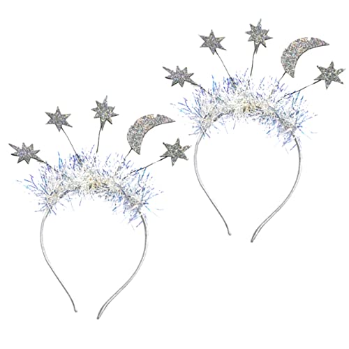 NOLITOY 1satz Neuer Titel Teiliges Silberne Haarbänder Mit Stern Und Monddesign Schöne Weihnachts Und Neujahrsaccessoires Für Damen von NOLITOY