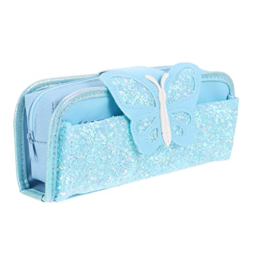 NOLITOY 1stk Schreibwaren-Box Glitter Stift Tasche Pailletten Make- up Tasche Schmetterlings-stiftbeutelhalter Glitzer-stifttasche Aufbewahrungstaschen Student Multifunktion Oxford-Stoff von NOLITOY