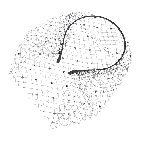 NOLITOY 1stück Braut Haarband Mit Schleier Elegantes Haarschmuck Für Damen Festlich Mit Funkelnden Strasssteinen Für Hochzeiten Und Partys Schwarzes Mesh-design Gefertigt von NOLITOY