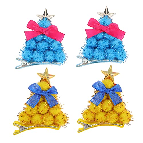 NOLITOY 2 Paar Weihnachtsbaum-haarspangen Entenclips Krokodilklemme Weihnachtliche Haardekoration Weihnachtsbaum Haarnadel Weihnachtshaarspangen Haarschmuck Knopf Kind Haarball Weihnachten von NOLITOY