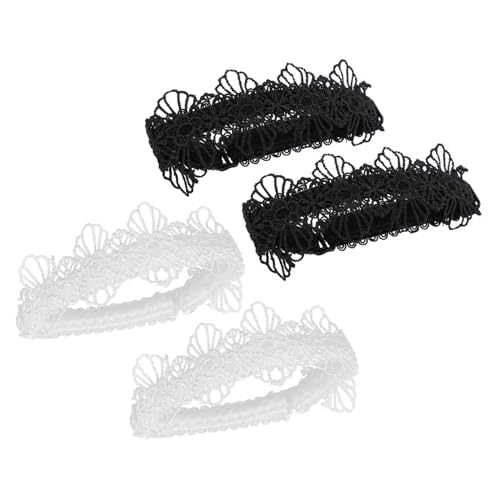 NOLITOY 2 Paare Elastische High Heel Knöchelriemchen mit Spitzenmuster Abnehmbare Rutsch Schuhbänder für Lose High Heels Stabiler Fersenhalter für Damen Schwarz und Weiß Einsetzbar von NOLITOY