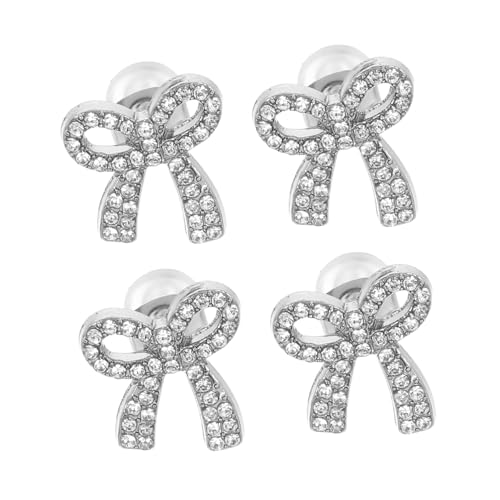 NOLITOY 2 Paare Funkelnde Schleifen ohrstecker mit Strass Leichter Modischer Schmuck für Damen und Mädchen Elegante Bowknot Ohrringe für Party und Alltag Silberfarbene Ohrstecker von NOLITOY