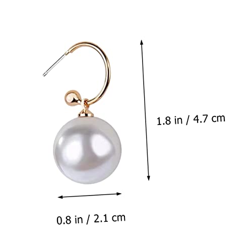 NOLITOY 2 Paare Große Perlenohrringe Ohrstecker Weiß Elegant Ohrschmuck Damen Alltag Festival Schmuck Zubehör von NOLITOY