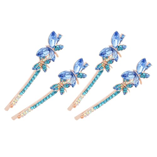 NOLITOY 2 Paare Strass Schmetterling Haarspangen Blaue Haarklammern für Frauen Mädchen Haarschmuck Hochzeit Festliche Anlässe Leicht und Komfortabel von NOLITOY