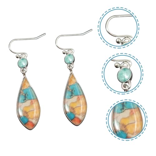 NOLITOY 2 Paare Vintage Ohrhänger Bunte Glas ohrringe Statement Dangle Earrings für Damen Modische Leichte Ohrschmuck Angenehm zu Tragen Geeignet für Alltag und Partys von NOLITOY