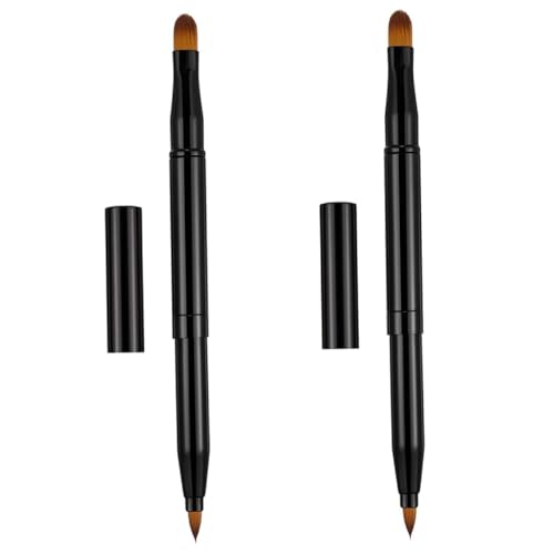 NOLITOY 2 STÜCK Doppelseitiger Retractabler Lippen Make up pinsel mit Kunststoffgriff Vielseitig als Lippen Eyeliner Concealer pinsel Praktisch für Täglichen und Professionellen Gebrauch von NOLITOY