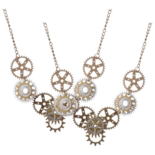 NOLITOY 2 STÜCK Steampunk Halskette Damen Vintage Retro Zahnräder Anhänger Lang Verstellbar Schmuck Accessoire Modisch Einzigartig für Frauen von NOLITOY
