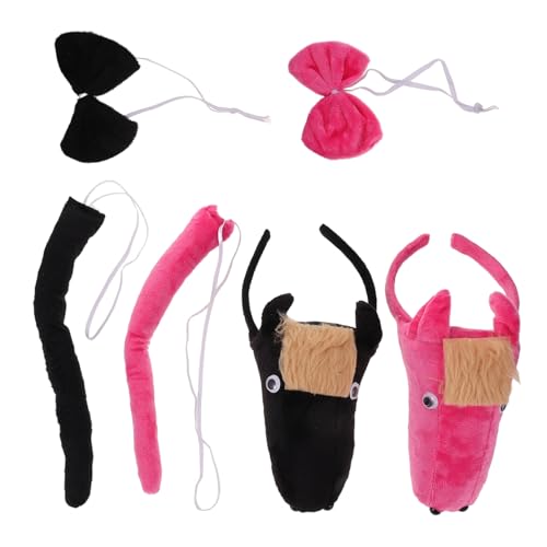 NOLITOY 2 Sätze Pferde Ohren Haarreif Schweif und Fliege Komplettes Pferde Accessoire Set für Erwachsene für Fasching Tierkostüm und Party von NOLITOY