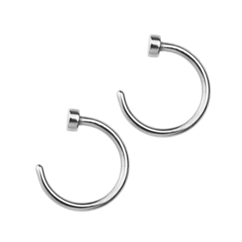 NOLITOY 2 Stck Titanstahl Nasenring C Förmiger Offener Nasenpiercing Ring Unisex Chirurgenstahl Sicher Hautfreundlich Silberfarbig Täglicher Schmuck für Damen Herren von NOLITOY
