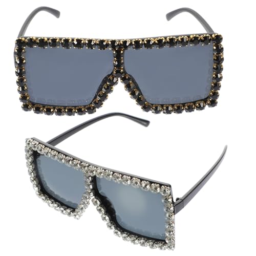 NOLITOY 2 Stck. Modische Quadratische Damen Sonnenbrillen mit Uv-schutz Robuste Leichte Party-sonnenbrillen für Festivals Karneval und Alltag Stylische Accessoires in Schwarz und NOLITOY 2 Stck. Modische Quadratische Damen Sonnenbrillen mit Uv-schutz Robuste Leichte Party-sonnenbrillen für Festivals Karneval und Alltag Stylische Accessoires in Schwarz und von NOLITOY