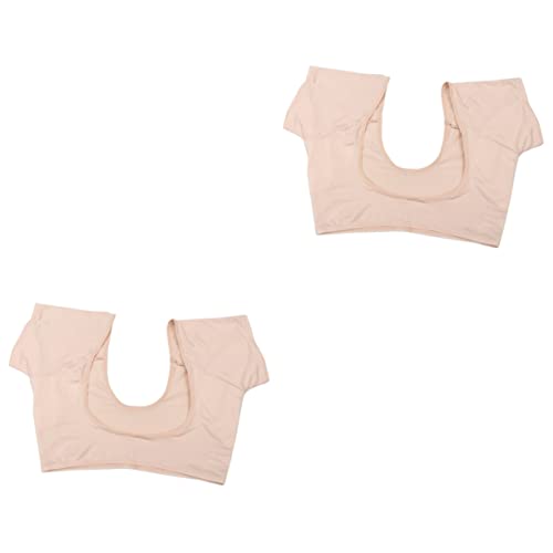 NOLITOY 2 Stk Unterarm-Schweißpolsterweste BHs für Damen Achselpolster-Shirt Bustier underarm sweat pad unterarm schweiß pads Sweatweste für Damen Kurzarm-Unterwäsche 88% Polyester Yellow von NOLITOY