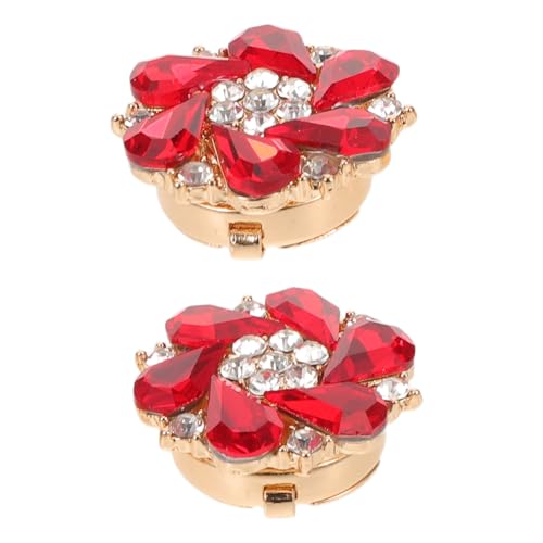 NOLITOY 2 Stück Abnehmbare Strass Knopfüberzüge für Damenblusen Elegante Schmuckknöpfe Modische Manschettenknopf-verzierungen Vielseitig für Hemden und Blusen Rot von NOLITOY