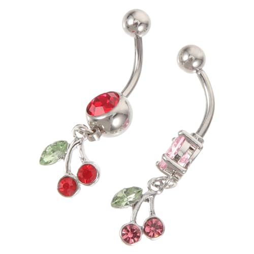 NOLITOY 2 Stück Bauchnabelpiercing Chirurgenstahl Kirschen Design Schmuck für Damen Nabelring Körperschmuck Geschenkidee von NOLITOY