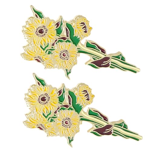 NOLITOY 2 Stück Blumenbrosche Damen Sonnenblume Anstecknadel Legierung Schmuck Pin für Kleidung Weihnachten und Geburtstag von NOLITOY