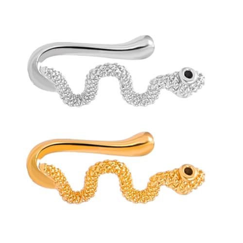 NOLITOY 2 Stück Clip Nasenringe Damen Kupfer Nicht Durchbohrt Fake Nose Rings U Form Schlange Design Komfortabel Schmuck für Ohr Tragus Lippen und Cartilage Verwendung von NOLITOY
