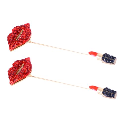 NOLITOY 2 Stück Damen Broschen Lippenstift Design Strass Anstecknadeln aus Modische Kleidung Dekoration Robust Langlebig für Jacken Blusen Festliche Anlässe NOLITOY 2 Stück Damen Broschen Lippenstift Design Strass Anstecknadeln aus Modische Kleidung Dekoration Robust Langlebig für Jacken Blusen Festliche Anlässe von NOLITOY