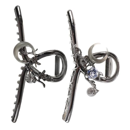 NOLITOY 2 Stück Damen Haarspangen Metall Haarklammern mit Starker Griffkraft Minimalistischer Stil mit Rosenmuster Rutschfeste Haarklammern für Dickes Lockiges Haar für Alltag und von NOLITOY
