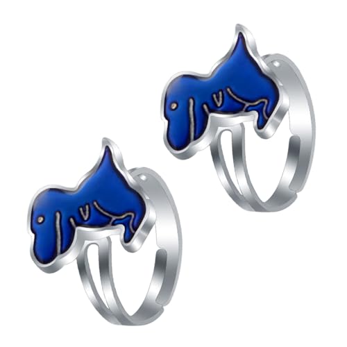 NOLITOY 2 Stück Dino Stimmungsringe Verstellbare Multifunktionale Farbwechsel Fingerringe Dekorative Dinosaurier Accessoires für Jungen und Mädchen Schmuckstücke von NOLITOY