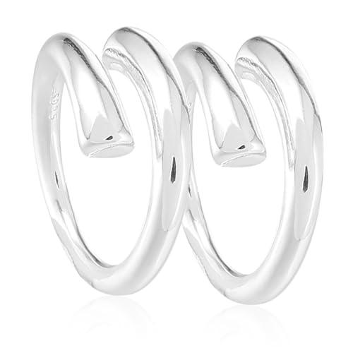 NOLITOY 2 Stück Einstellbare Offene Damenringe Sterlingsilber Fingerringe Modisch Elegant Verstellbar Hautfreundlich Vielseitig Passend Geschenk von NOLITOY