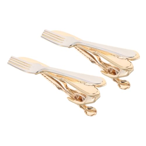 NOLITOY 2 Stück Einzigartige Besteckform Kupfer für Hochzeiten Meetings und Formelle Anlässe Krawattenhalter für Business Look von NOLITOY