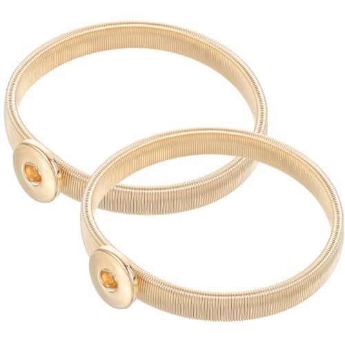 NOLITOY 2 Stück Elastische Metall armbänder für Herren Rustfrei Langlebig Modisch als Hemdmanschettenring Leicht und Rutschfest Geeignet für Barpersonal und Alltag Goldfarbene Armlets von NOLITOY