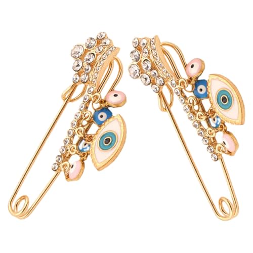 NOLITOY 2 Stück Evil Eye Brosche Türkisches Blaues Auge Design Goldfarbene Legierung Anstecknadel für Kleidung Schal Mantel Vielseitiger Schmuck für Damen und Accessoires von NOLITOY
