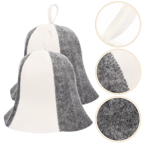 NOLITOY 2 Stück Filz Sauna Hut Atmungsaktive Leichte Saunamütze aus Weichem Filzmaterial Hitzeschützende Badekappe für Sauna Zuhause Damen Herren Wiederverwendbar Komfortabel mit von NOLITOY