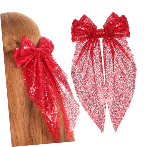 NOLITOY 2 Stück Glitzernde Haarspangen Clips mit Pailletten Übergroße Haarschleifen für Mädchen Funkelnde Cheerleader Haaraccessoires Einfach zu Verwenden für Partys und Besondere Anlässe von NOLITOY