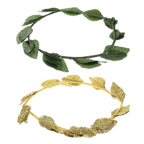 NOLITOY 2 Stück Goldene und Grüne Lorbeerkranz Haarschmuck Römische Blattkrone für Brautjungfern Cosplay Party Tanz Ball Zubehör von NOLITOY
