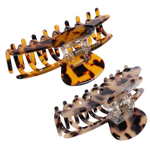 NOLITOY 2 Stück Große Haarklammer Leopard Muster Haarkralle für Damen und Mädchen Robuste Haarspangen für Dickes und Dünnes Haar Haarklammern für Alltag Büro und Freizeit von NOLITOY