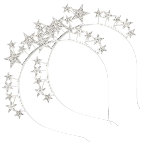 NOLITOY 2 Stück Haarreifen Metall Stern Stirnband Glitzernde Kopfbedeckung Festliche Haarschmuck für Mädchen Party Fasching Accessoire von NOLITOY