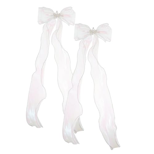 NOLITOY 2 Stück Haarspangen mit Spitzen Schleife und Funkelnder Kronenverzierung Lange Bänder Niedliche Haarklammern für Mädchen Vielseitig Einsetzbar und Modisch von NOLITOY