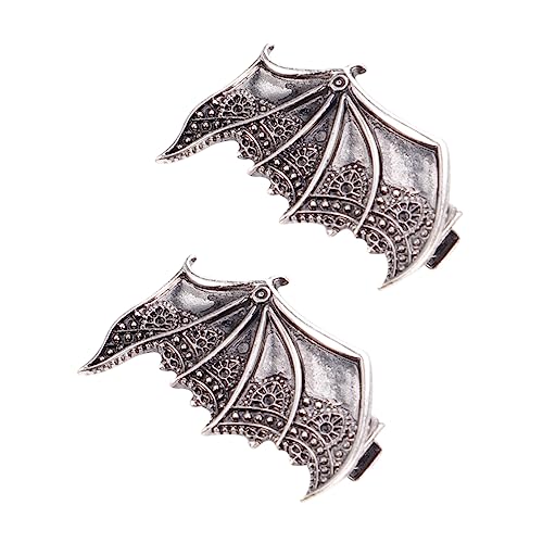 NOLITOY 2st Halloween-haarspangen Gotische Haarspangen Fledermaus Kopfschmuck Fledermausflügel Haarnadeln Flügelspangen Halloween-party-haarspangen Schwarzer Flügel Kind Krawatte Legierung von NOLITOY