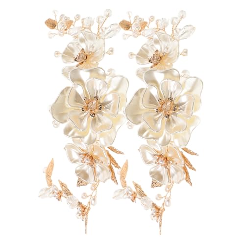 NOLITOY 2 Stück Handgefertigtes Perlen Haarband Goldfarben Eleganter Hochzeitsschmuck für Braut Leichtes Komfortables Stirnband mit Funkelnden Kristallen Vielseitig für Verschiedene von NOLITOY