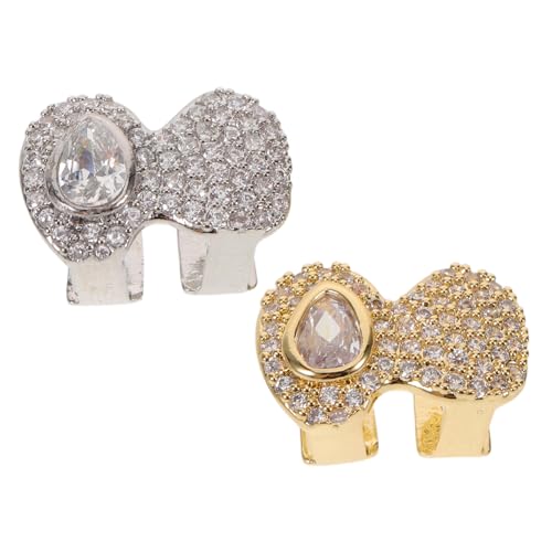 NOLITOY 2 Stück Hip-hop Zahnkappen mit Tropfen-Design Abnehmbare Silbergrills mit Funkelnden Zirkonia Komfortable Rapper-Zahn-Accessoires für Partys Fotoshootings und Streetwear von NOLITOY