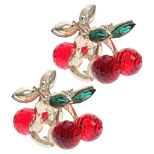 NOLITOY 2 Stücke Kleiner Haarspangen Kirsche Strass Haarklammer Metallklammern für Babys und Mädchen Täglicher Kopfschmuck von NOLITOY