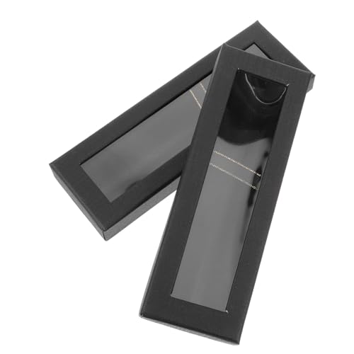 NOLITOY 2 Stück Kleine Stiftebox Schwarzer Karton Füllfederhalter Aufbewahrungsbox mit Transparentem Sichtfenster Langlebige Papier und Stoffmaterialien für Kugelschreiber und Gelstifte von NOLITOY