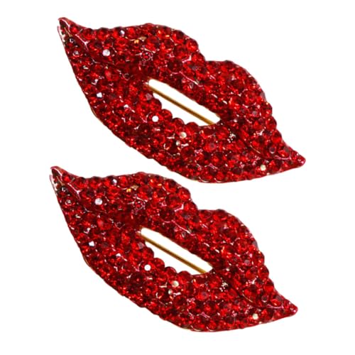 NOLITOY 2 Stück Lippenbrosche mit Roten Strasssteinen Langlebige Anstecknadeln in Lippenform Modisches Schmuck Accessoire für Damen für Hochzeit Party und Festliche Kleidung von NOLITOY