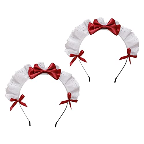 NOLITOY 2 Stück Lolita Haarreifen mit Zarter Spitze und Schleife Teiliges Leichtes Bequemes Haarschmuck für Party Cosplay Alltag als für Damen und Mädchen von NOLITOY