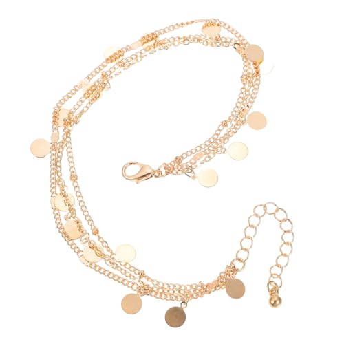NOLITOY 2 Stück Mehrlagige Fußkettchen für Damen Kreative Strand Knöchelketten in Metallic Optik Leicht und Hautfreundlich für Party Shopping und Strandurlaub von NOLITOY