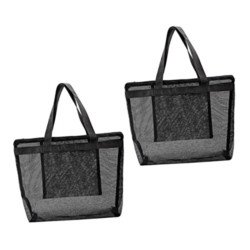 NOLITOY 2 Stück Mesh Strandtasche Groß Leichte Handliche Badetasche Damen Vielseitige Aufbewahrung für Kosmetik Reisen Outdoor Wasserdurchlässig Robust und Platzsparend von NOLITOY