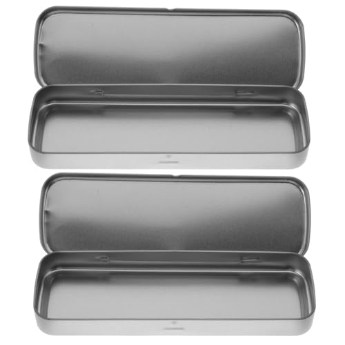 NOLITOY 2 Stück Metall Bleistiftboxen Silber Praktische Stiftehalter für Schulbedarf Aufbewahrung von Schreibwaren und Kosmetik für Erwachsene von NOLITOY