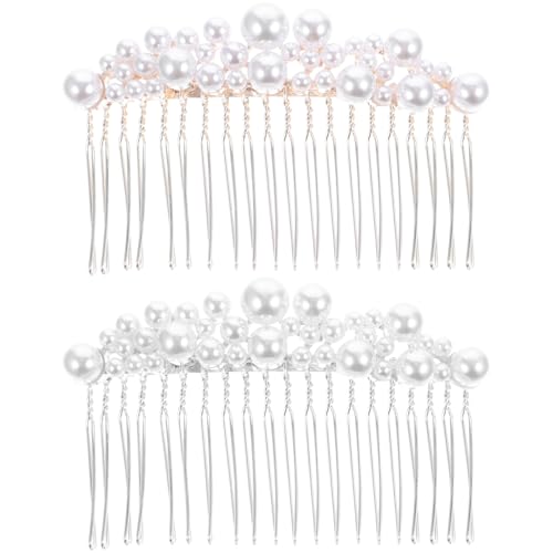 NOLITOY 2 Stück Metallic Perlen haarkamm mit Stabilen Kämmen Eleganter Haarschmuck für Frauen und Mädchen Festlicher Brautschmuck Vielseitig Einsetzbar für Hochzeit Party Alltag von NOLITOY